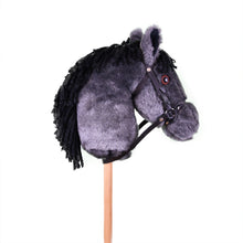 Load image into Gallery viewer, Snowy Mountain Ponies - Blue Roan Stick Horse with Leather Bridle - Stick Pony - Hobby Horse
