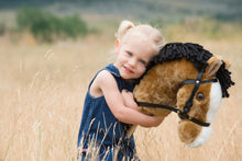 Load image into Gallery viewer, Snowy Mountain Ponies - Brown Paint Stick Horse with Leather Bridle - Stick Pony - Hobby Horse