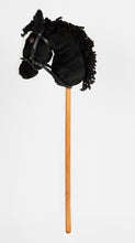 Load image into Gallery viewer, Snowy Mountain Ponies - Black Stick Horse with Leather Bridle - Stick Pony - Hobby Horse