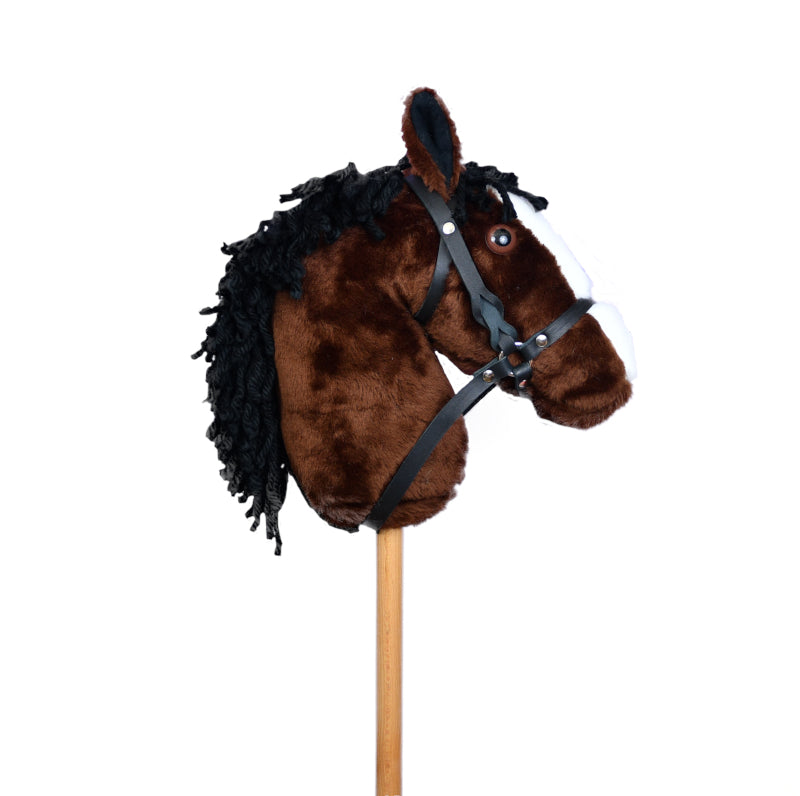 Brown stick hobby horse, Toy plush stuffed horse