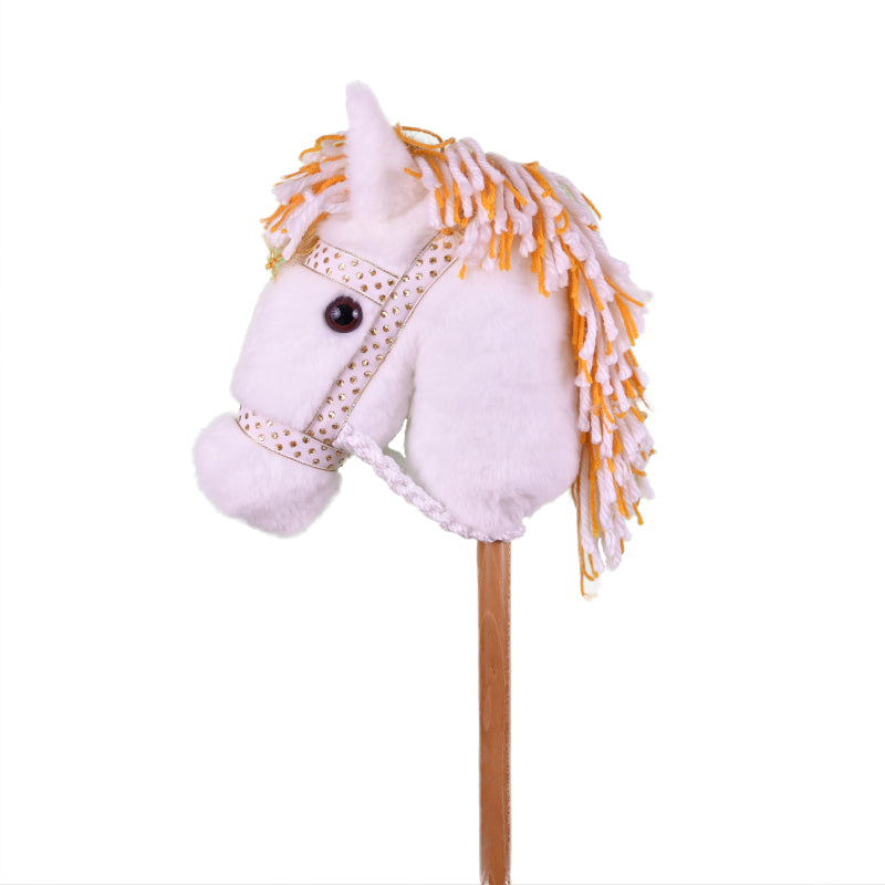 Prairie Ponies - Goldilocks Carousel Stick Horse with Gold Glitter -Stick Pony- Hobby Horse