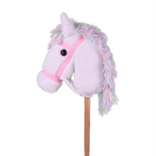 Load image into Gallery viewer, Prairie Ponies - Pastel Rainbow Carousel Stick Horse with Silver Glitter Mane-Stick Pony- Hobby Horse
