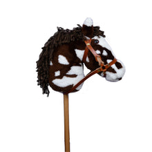 Load image into Gallery viewer, Snowy Mountain Ponies - Brown Paint Stick Horse with Leather Bridle - Stick Pony - Hobby Horse
