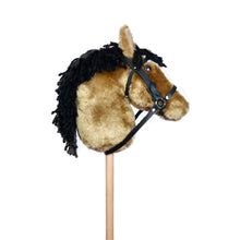 Load image into Gallery viewer, Snowy Mountain Ponies - Buckskin Stick Horse with Leather Bridle - Stick Pony - Hobby Horse
