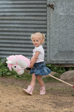 Load image into Gallery viewer, Prairie Ponies - Brown Stick Horse with Red and Tan Halter -Stick Pony- Hobby Horse
