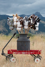 Load image into Gallery viewer, Prairie Ponies - Bay Stick Horse with Floral Folk Halter -Stick Pony- Hobby Horse

