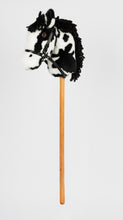 Load image into Gallery viewer, Snowy Mountain Ponies - Black Paint Stick Horse with Leather Bridle - Stick Pony - Hobby Horse
